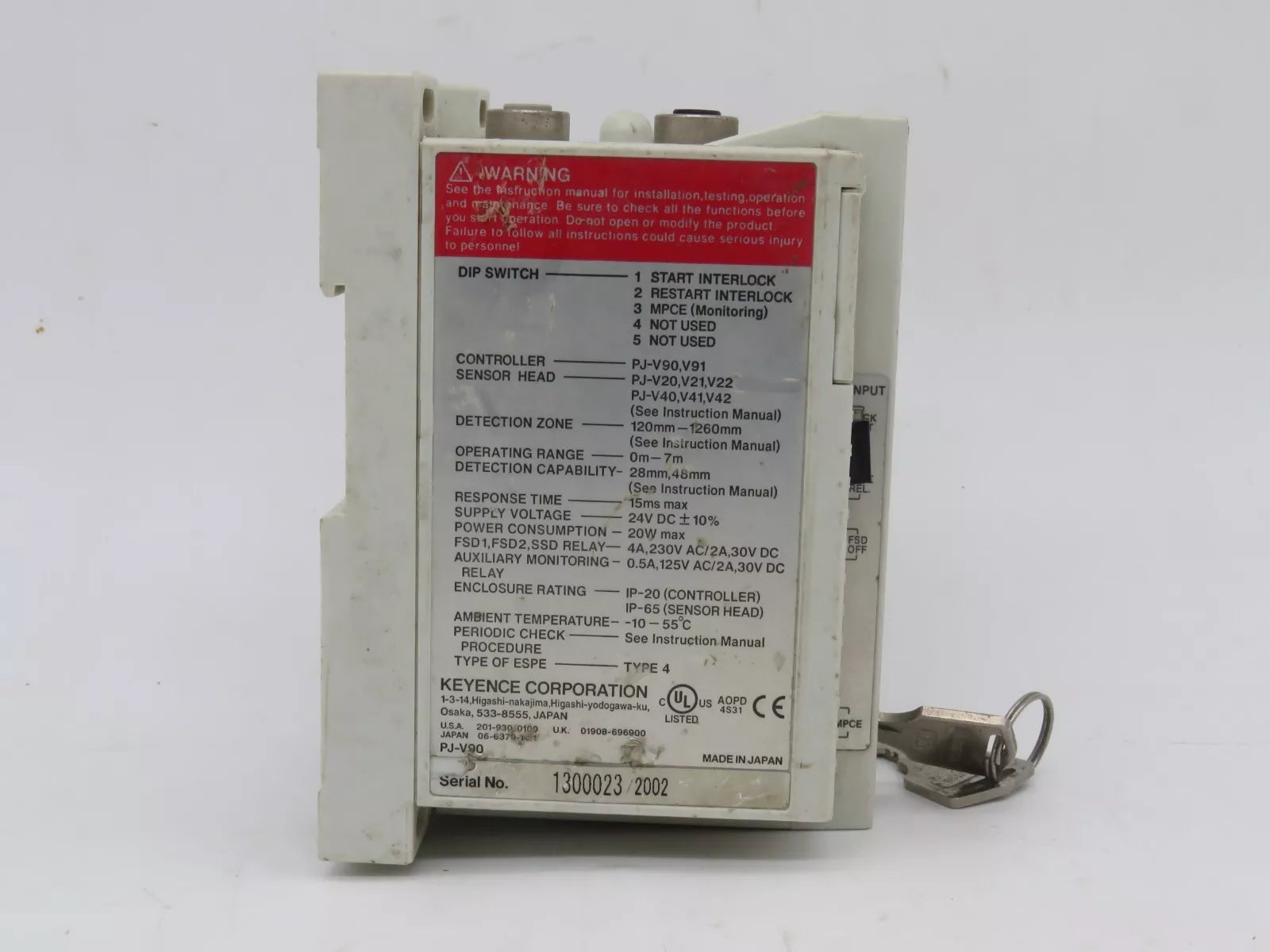 Keyence PJ-V90 Photoelectric Sensor Safety Light Curtain Controller 24V DC