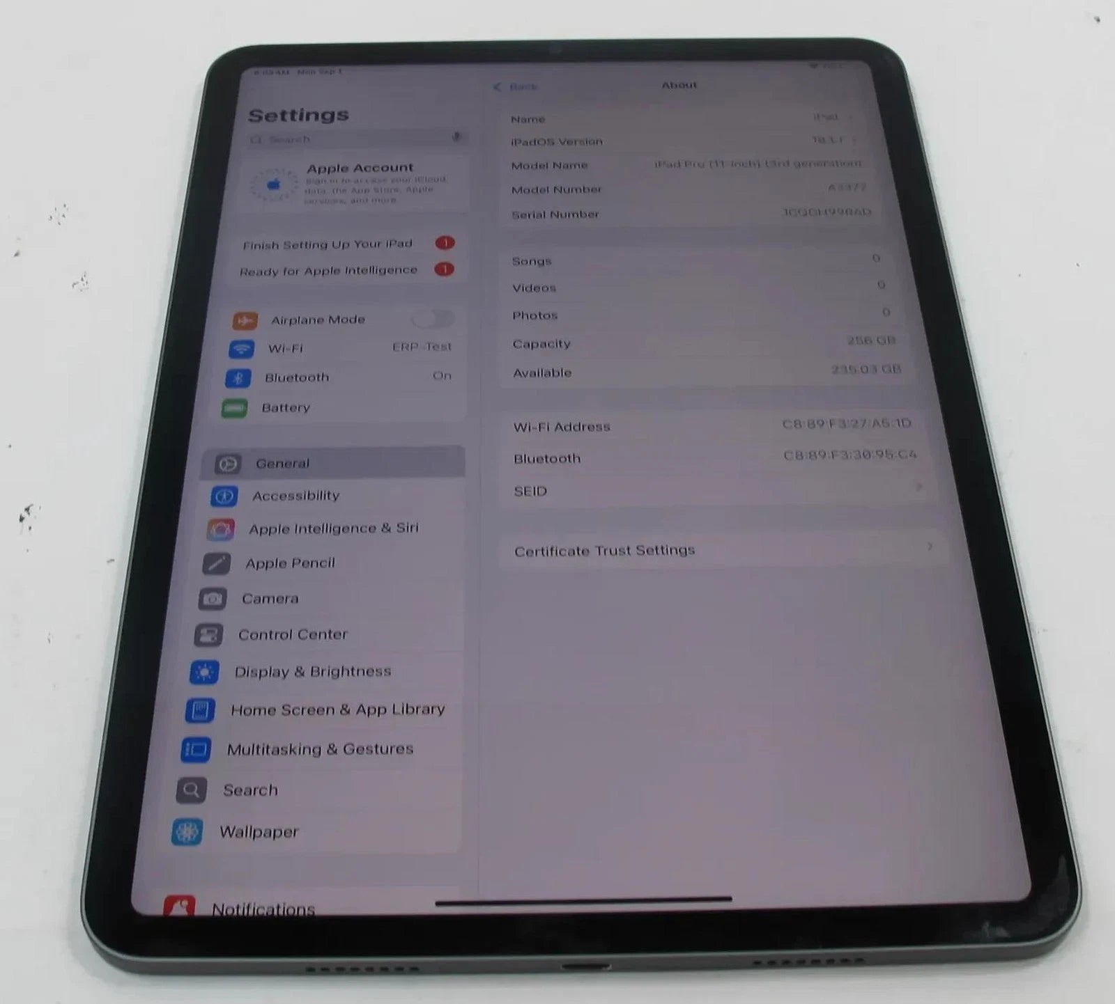 Apple iPad Pro 3rd Gen A2014 Wi-Fi 12.9-inch 256GB MTHX2LL/A - Good working
