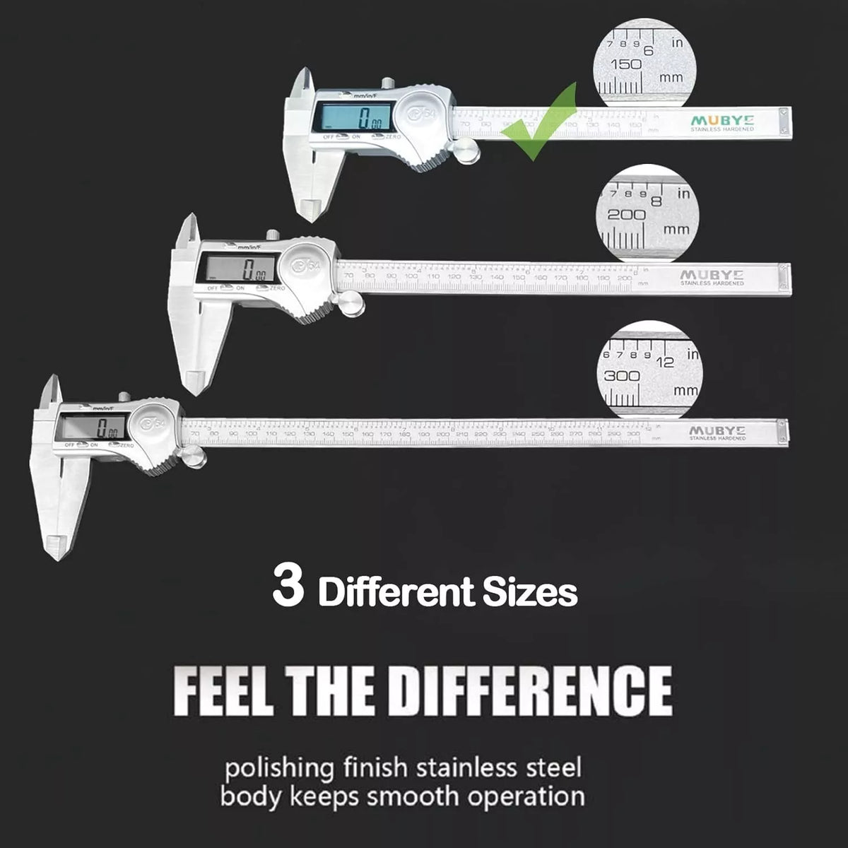 6-Inch Digital Caliper-150mm Steel Waterproof Inch/Metric/Fraction Conversion