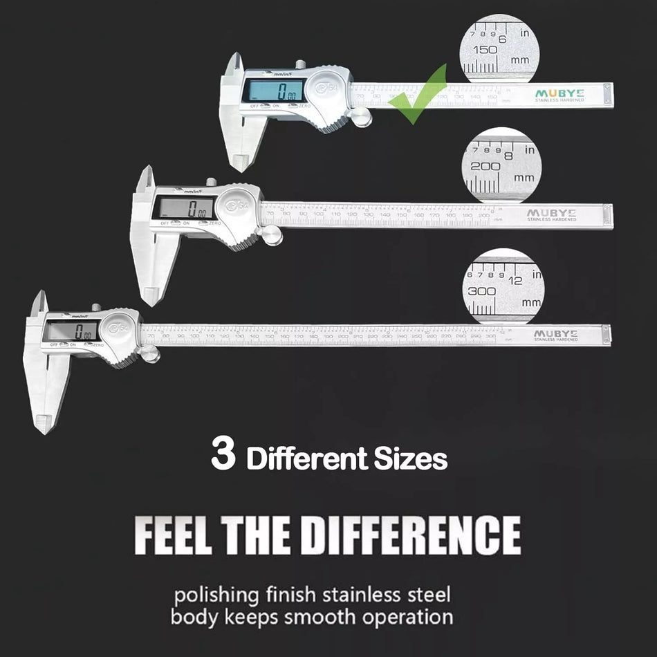 6-Inch Digital Caliper-150mm Steel Waterproof Inch/Metric/Fraction Conversion