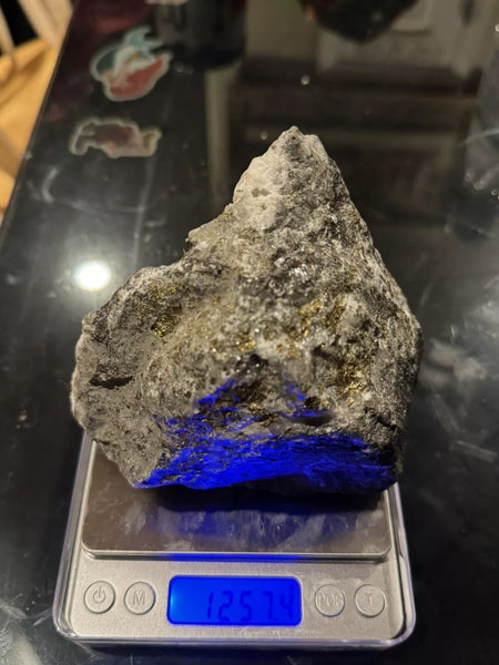 Natural Black Rock with Gold Weighs 2+ Pounds