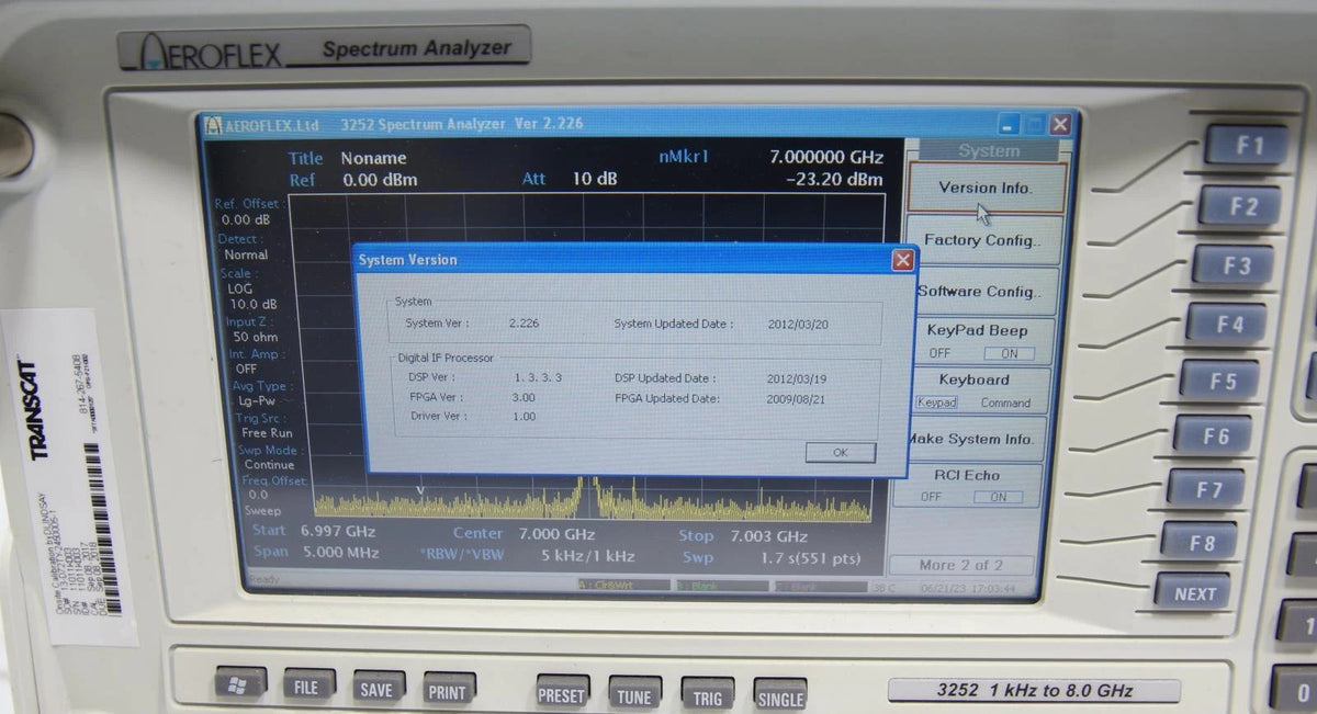 Aeroflex 3252 1 kHz ~ 8 GHz RF Spectrum / Vector Analyzer w Tracking Generator