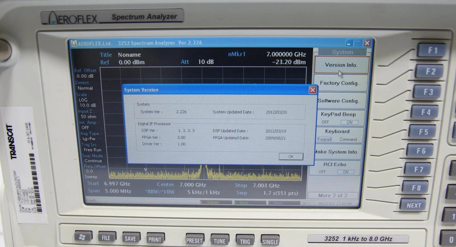 Aeroflex 3252 1 kHz ~ 8 GHz RF Spectrum / Vector Analyzer w Tracking Generator