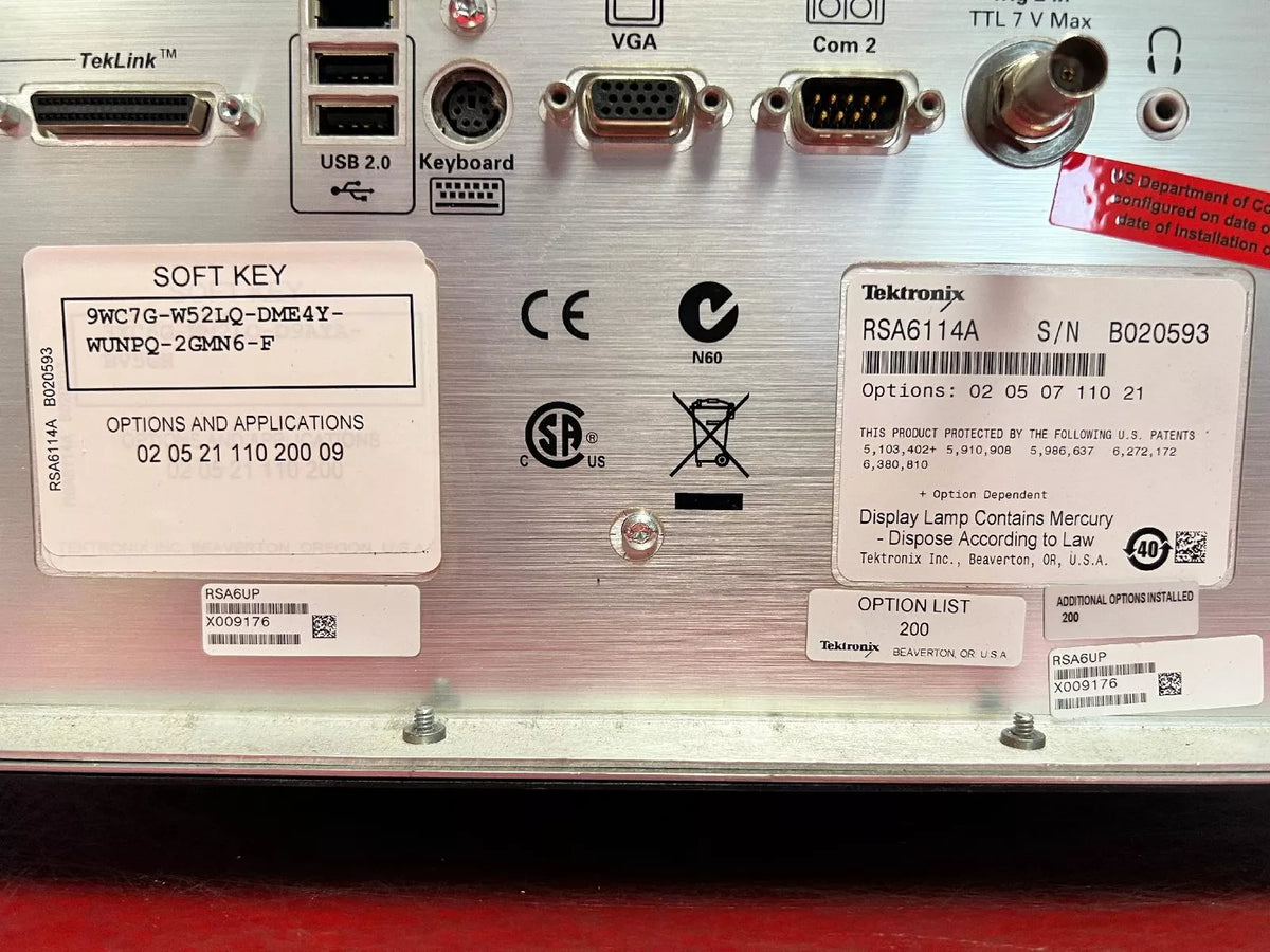 Tektronix RSA6114A Real Time Spectrum Analyzer, 9kHz - 14GHz with Multiple Options
