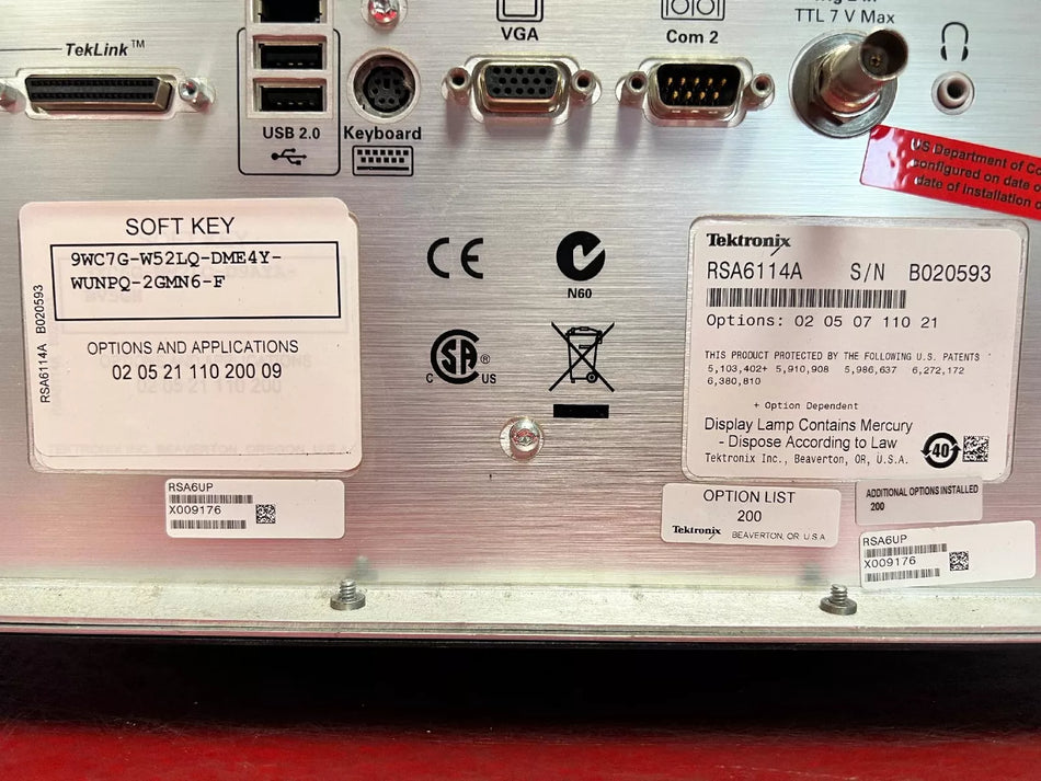 Tektronix RSA6114A Real Time Spectrum Analyzer, 9kHz - 14GHz with Multiple Options
