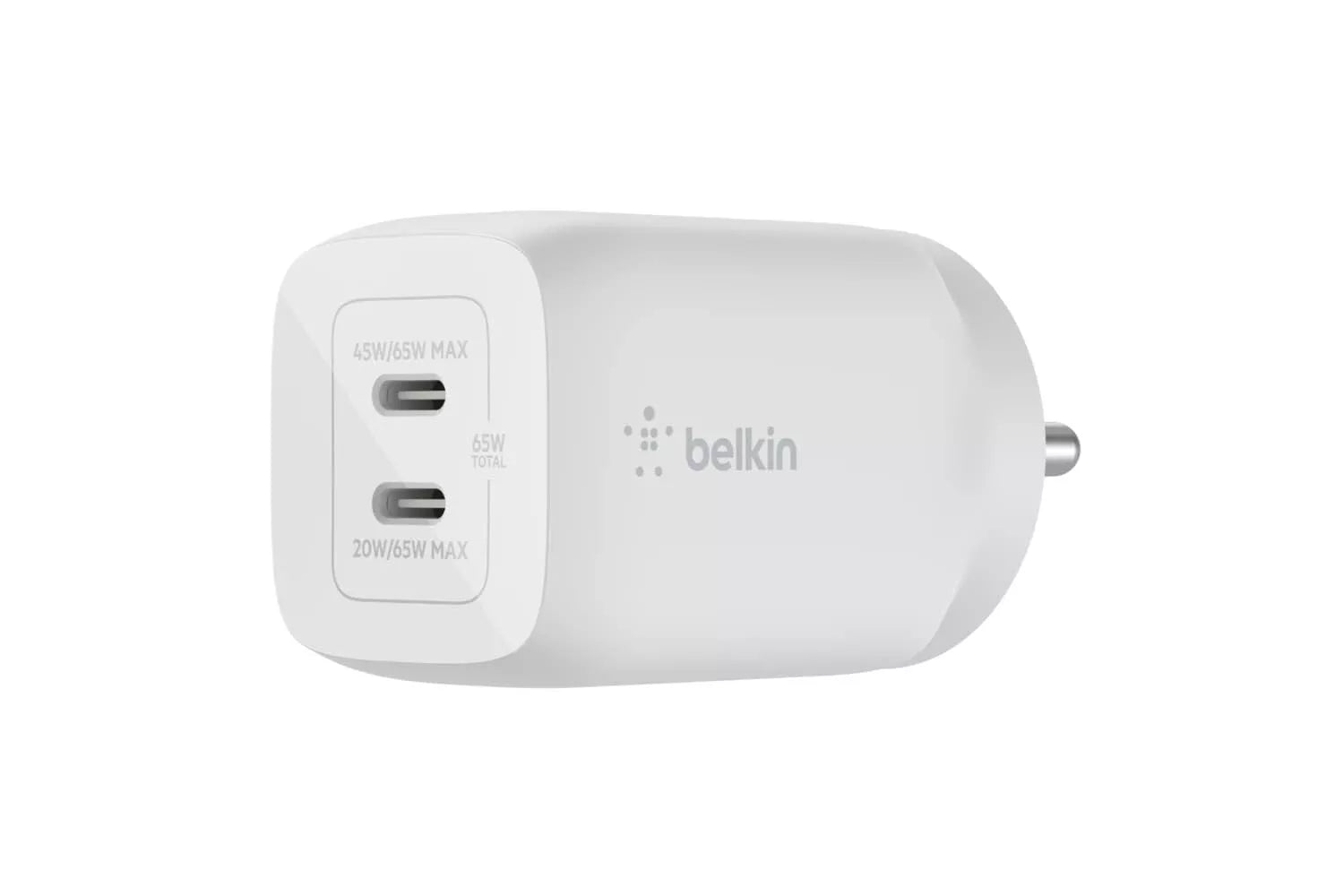 Belkin 65W Dual USB-C Fast Charger with GaN PD 3.0 for iPhone, iPad, MacBook