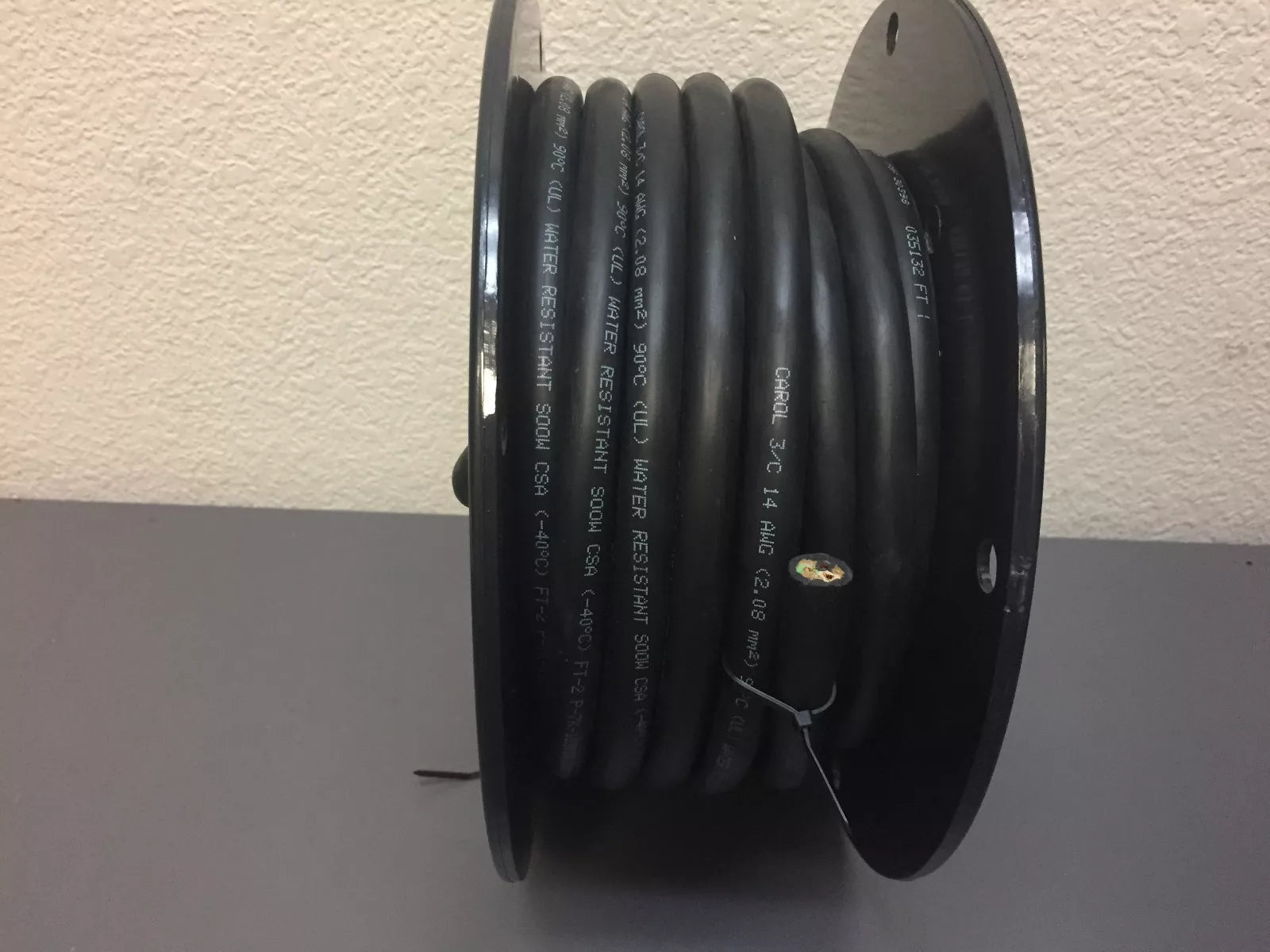 Carol 14 AWG/3 Cond Water Resistant SOOW 90°C 600V Black Cable 50 ft