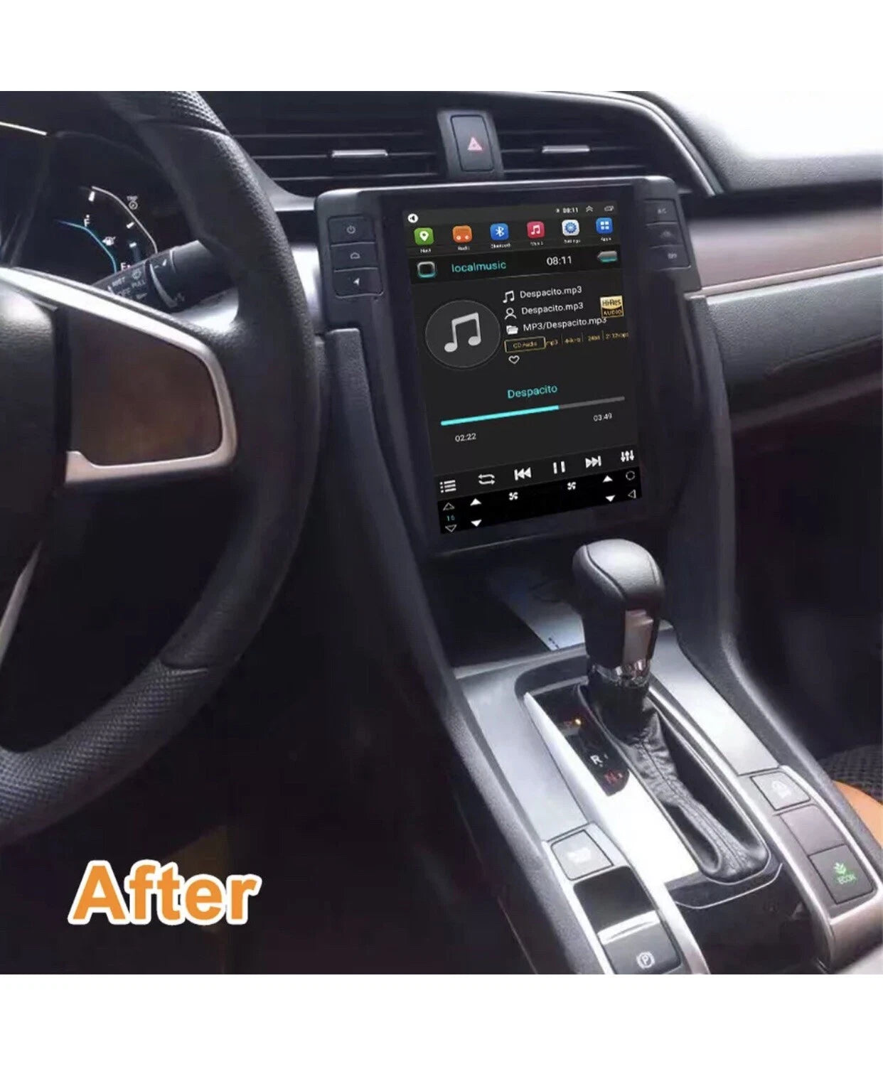 10.4Inch Android 13 Car Radio Carplay For Honda CIVIC 2016-2022 Tesla Screen Car