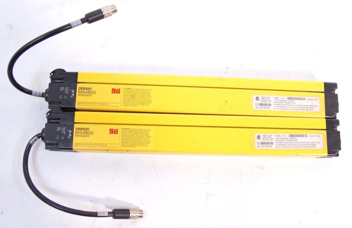 Lot of 2 Omron MiniSafe MS4800S Light Curtains 70251-1141 14-0320-X Transmitters