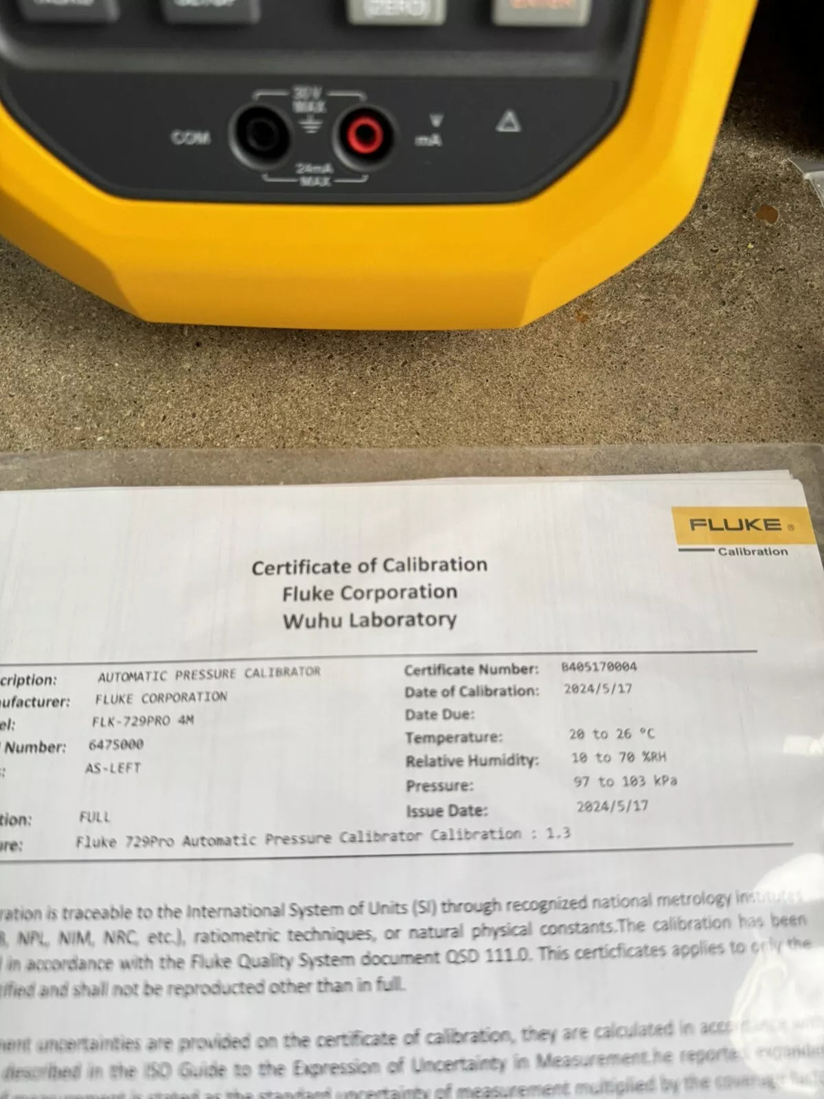 Fluke 729PRO 4M Automatic Pressure Calibrator MFG-2024/Calibrated2024-New Sealed