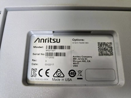 Anritsu MS2720T 9kHz-9GHz Spectrum Master with Opt. 9, 19, 31, 709 - 2032