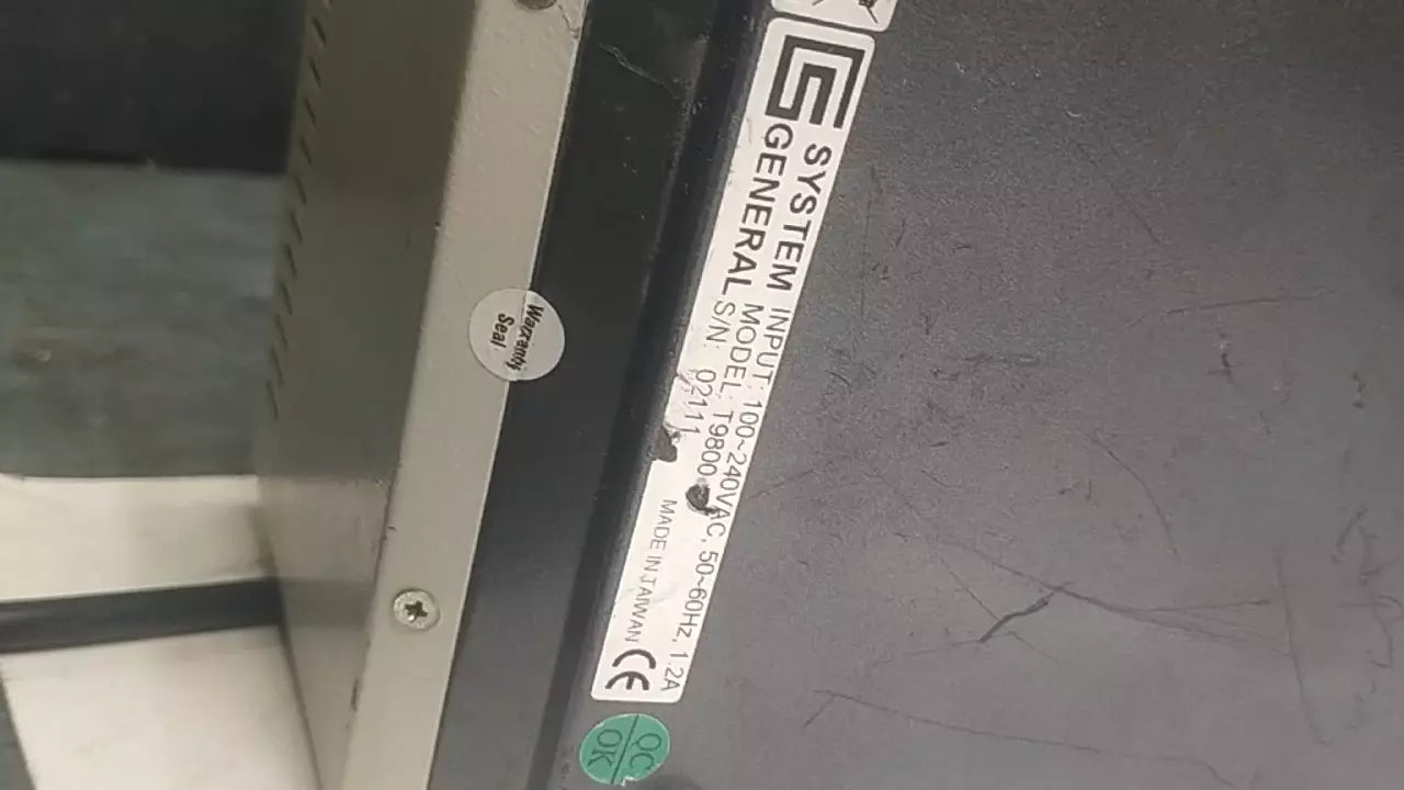 System General T9800 Device Programmer Input 100-200VAC 50-60HZ 1.2A