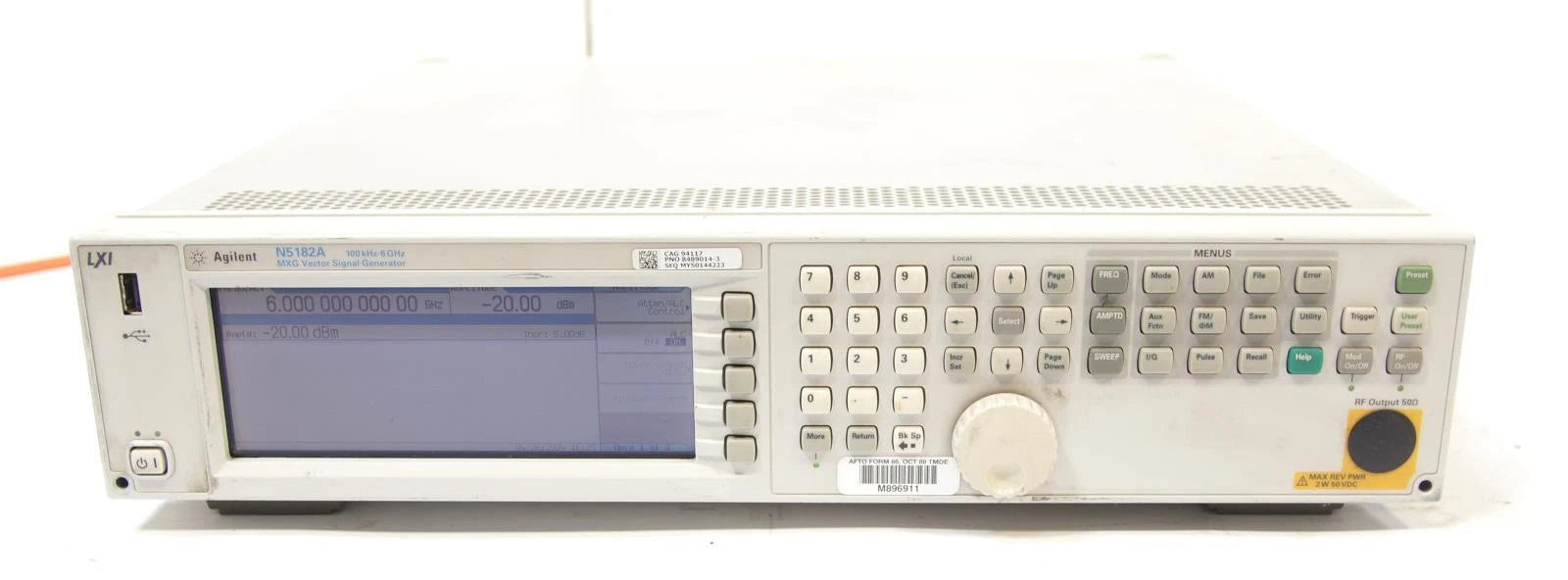 Agilent N5182A 6GHz MXG RF Vector Signal Generator OPT 006 019 099 1EM UNT UNW