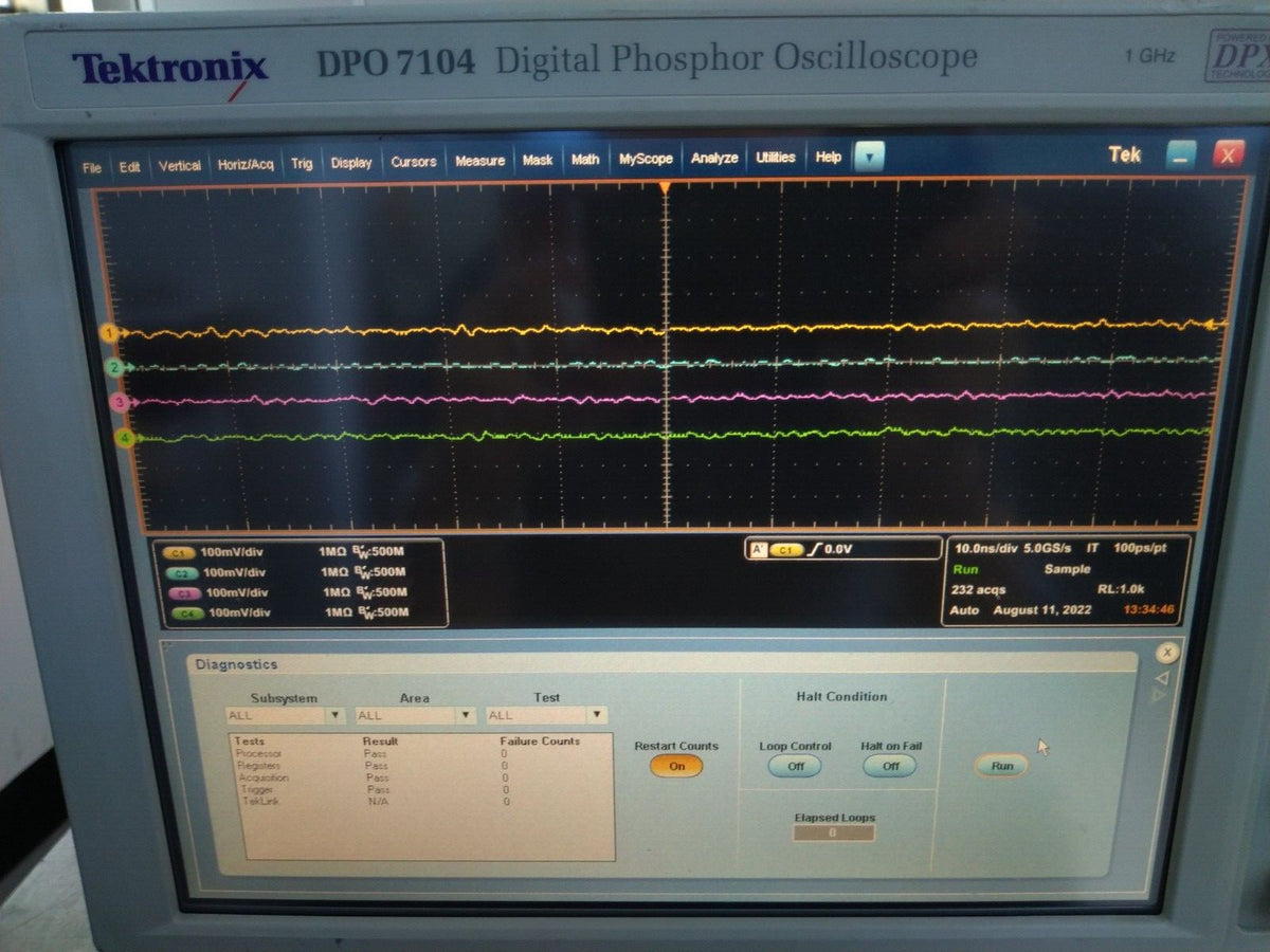Tektronix DPO7104 Digital Phosphor Oscilloscope 1GHz , 4Ch , 20Gs/s_B067262 - XG eqpt