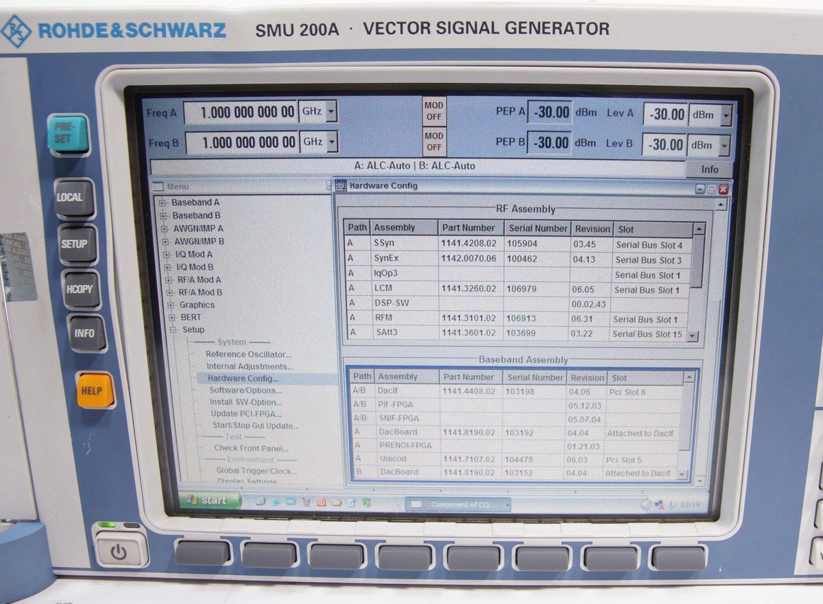 Rohde & Schwarz SMU200A 100kHz - 2.2GHz Vector Signal Generator OPT B10 B13 B20