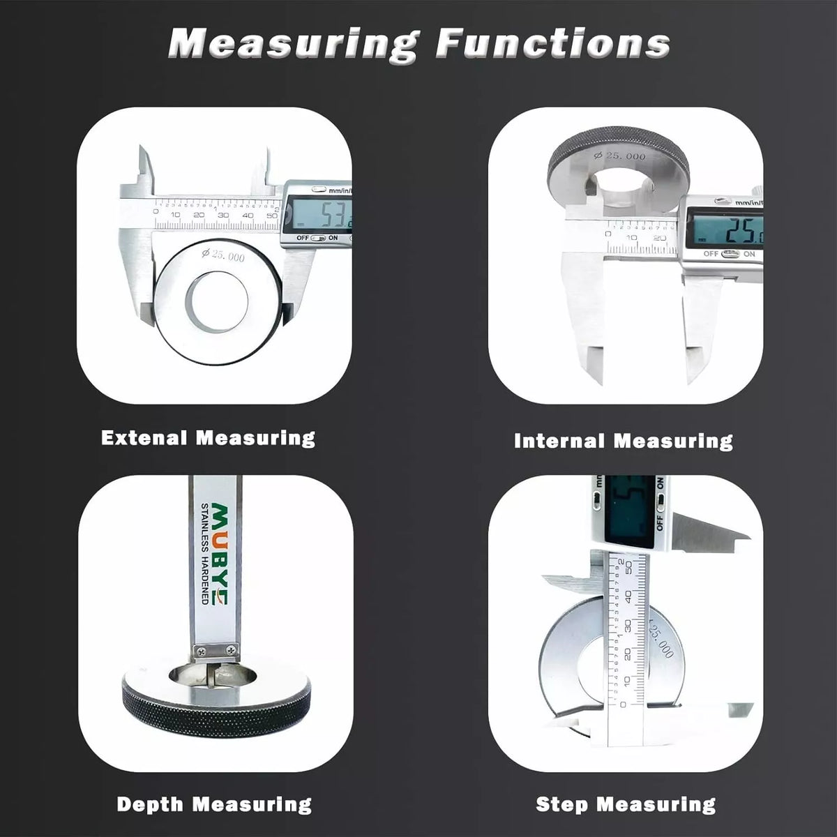6-Inch Digital Caliper-150mm Steel Waterproof Inch/Metric/Fraction Conversion