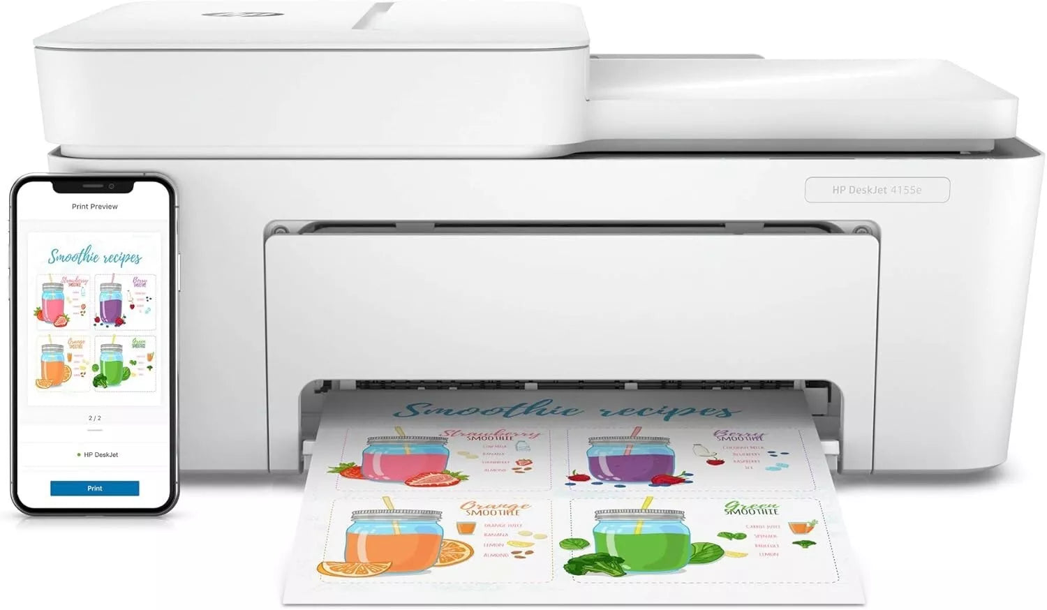 HP DeskJet 4155e Wireless Color Inkjet Printer for Home Use