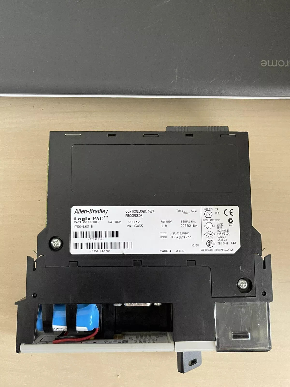Allen Bradley 1756-L63 B ControlLogix CPU Processor Logix 5563