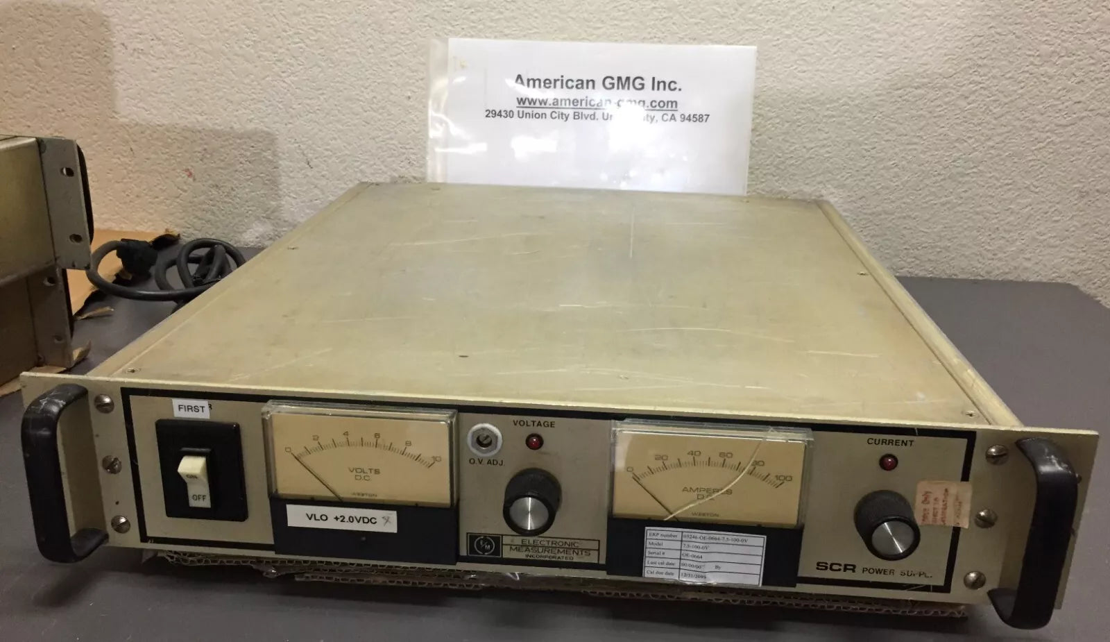 EMI SCR 7.5-100-OV Variable/Adjustable DC Power Supply