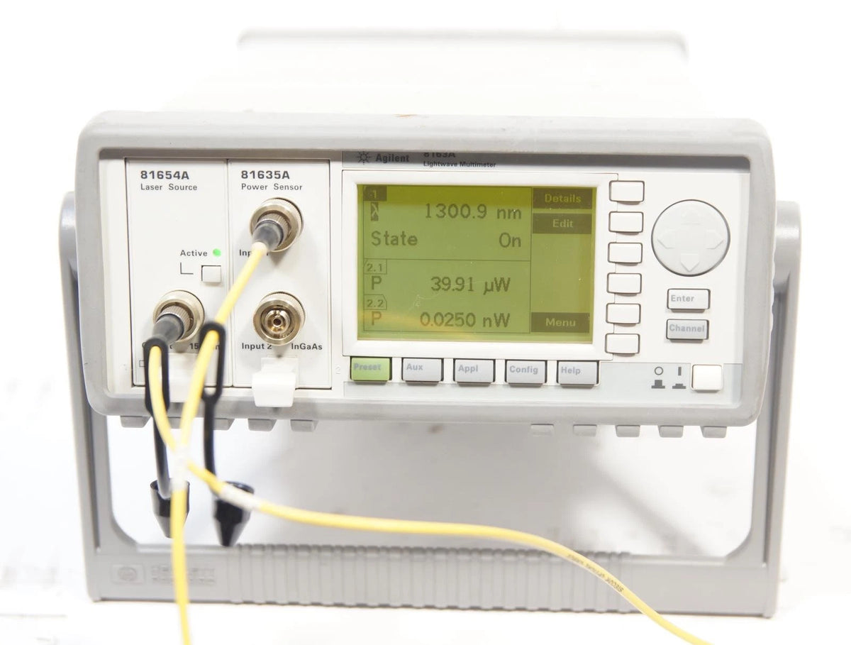 Agilent 8163A Lightwave Multimeter w 81635A Power Sensor & 81654A Laser Source