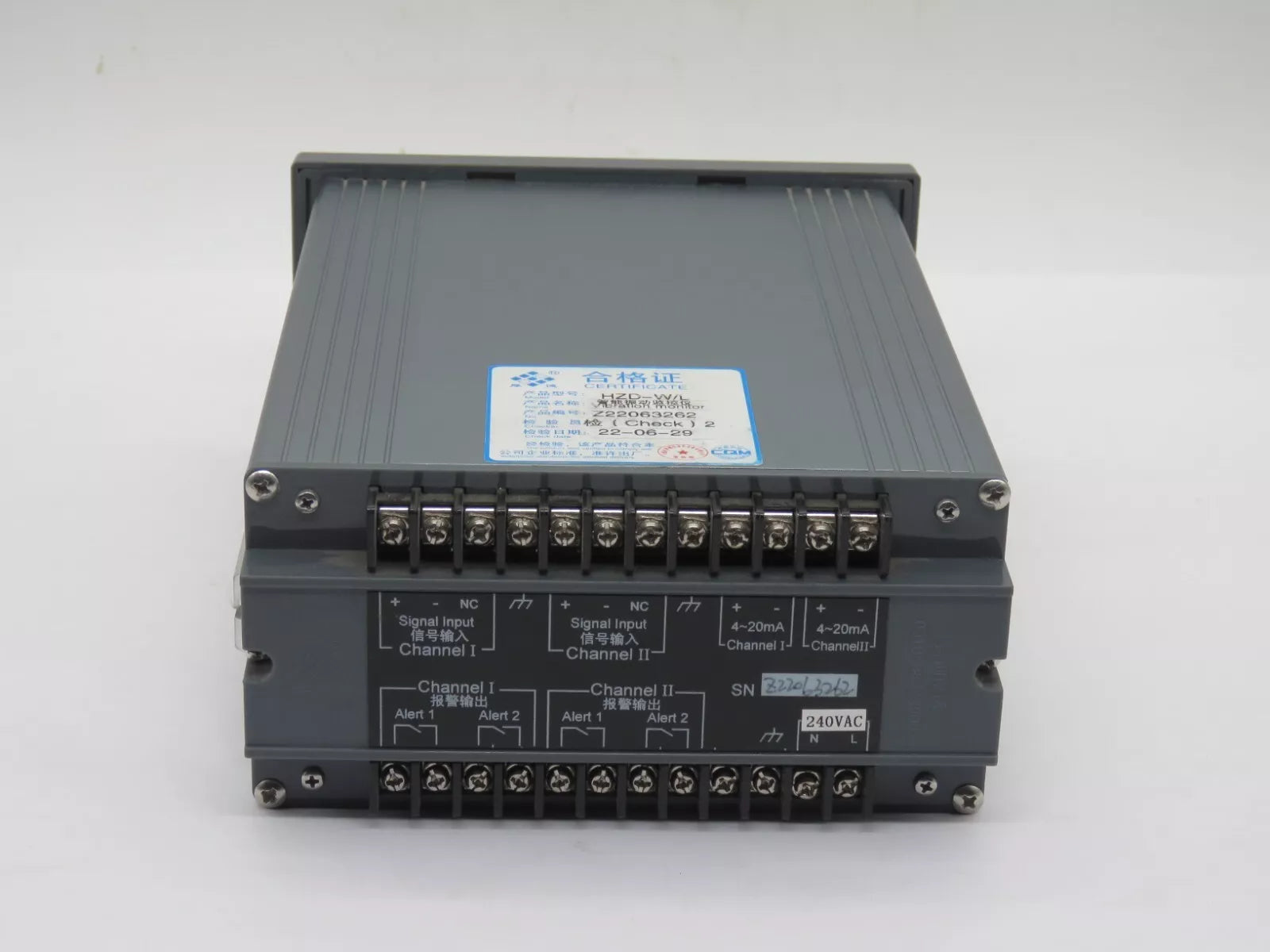 HZD-W/L Intelligent Vibration Monitor Panel Mounted 240 VAC