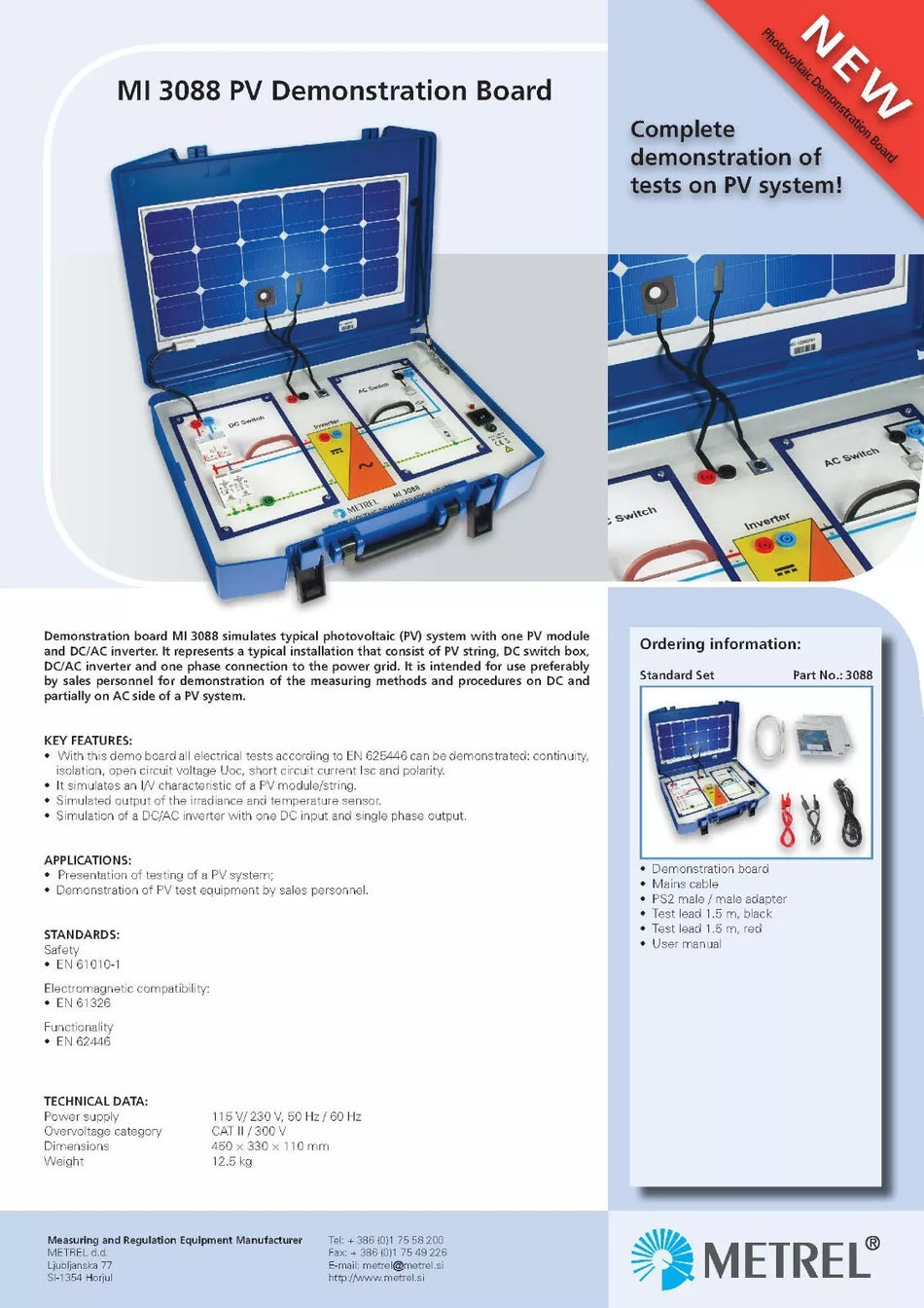 Metrel MI 3088 PV Demonstration Board Photovoltaic Simulator