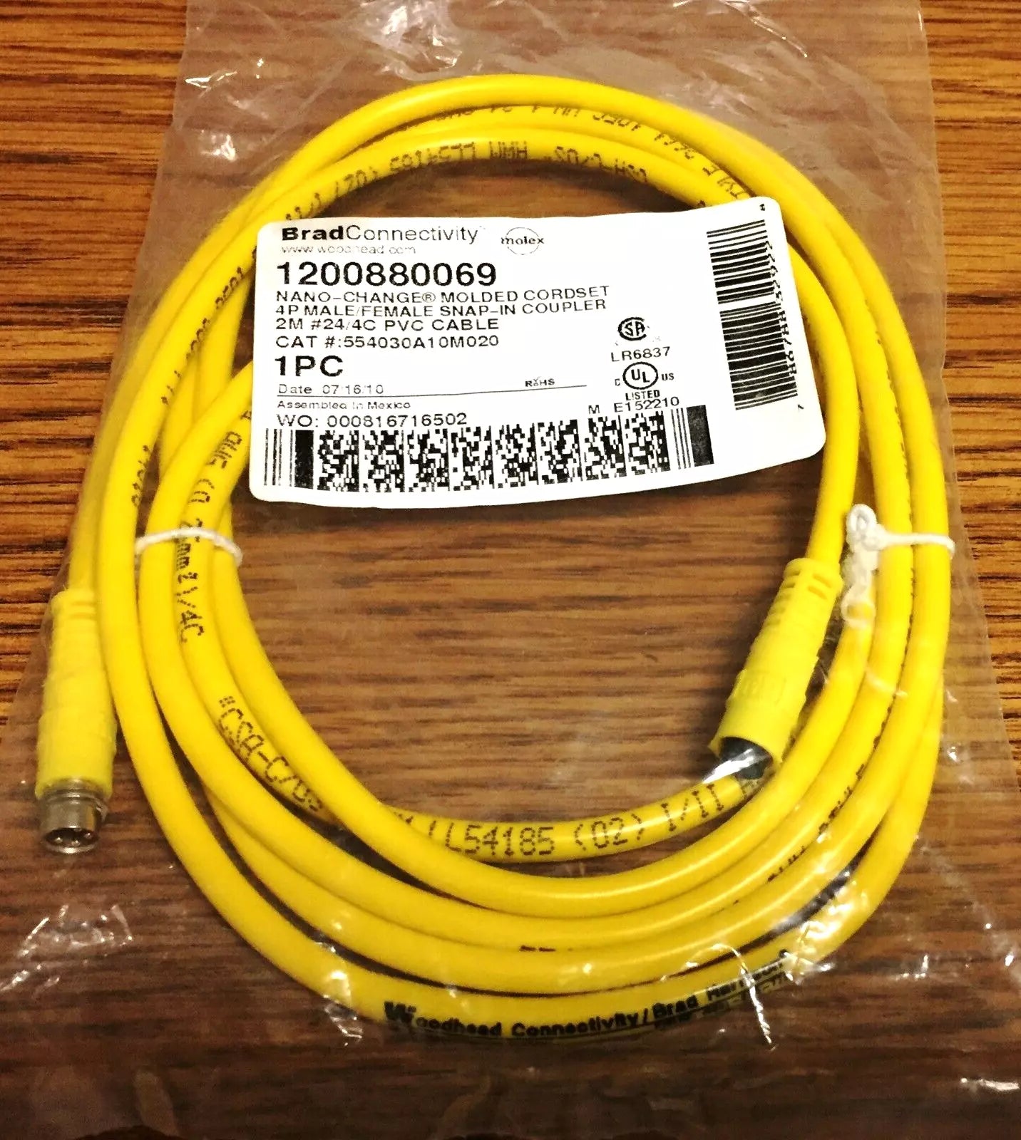 Brad 1200880069 Nano-change Molded Cordset 4Pin Male/Female Snap-in Coupler