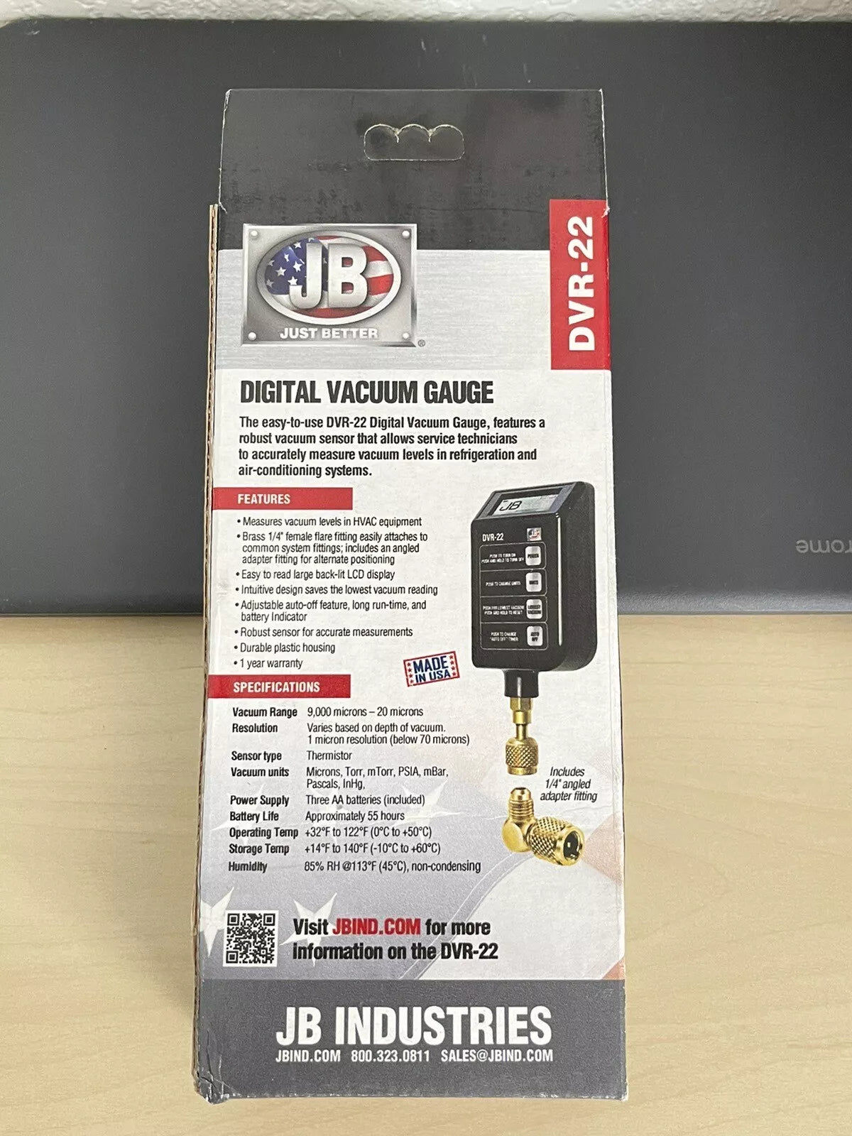 JB Industries DVR-22 Digital Vacuum Gauge