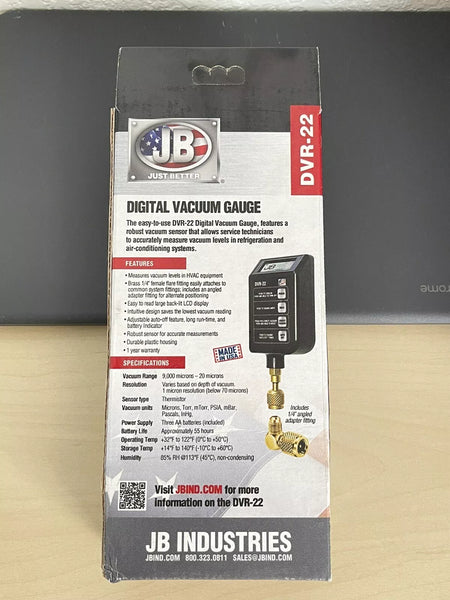 JB Industries DVR-22 Digital Vacuum Gauge