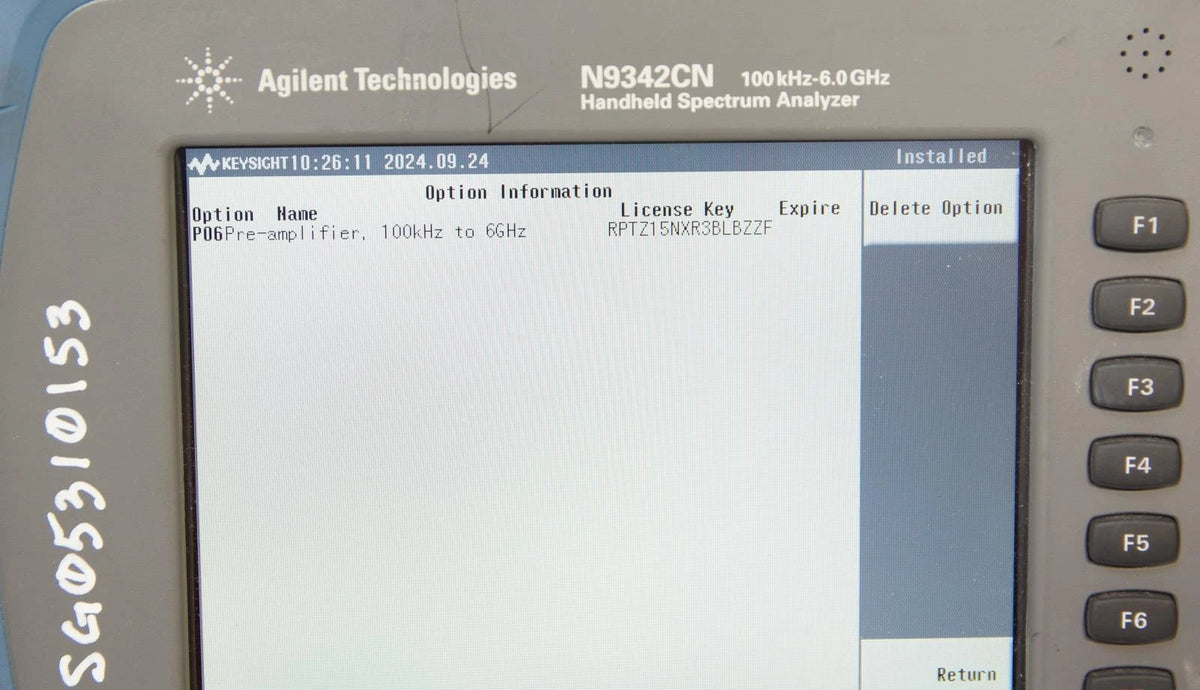 Keysight Agilent N9342C N 6GHz HSA Handheld Spectrum Analyzer OPT P06