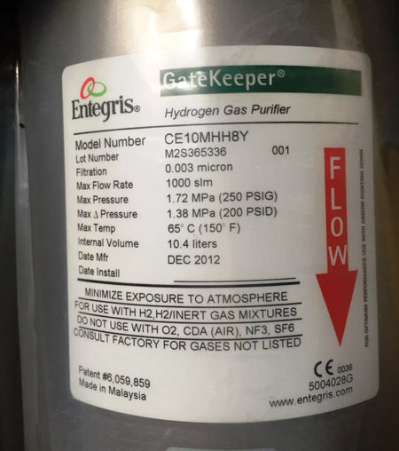 Entegris CE10MHH8Y Gatekeeper Inert Gas Purifier for Hydrogen Gas