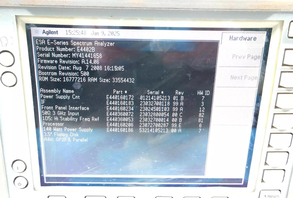 Agilent E4402B 100Hz to 3.0GHz ESA-E Series Spectrum Analyzer