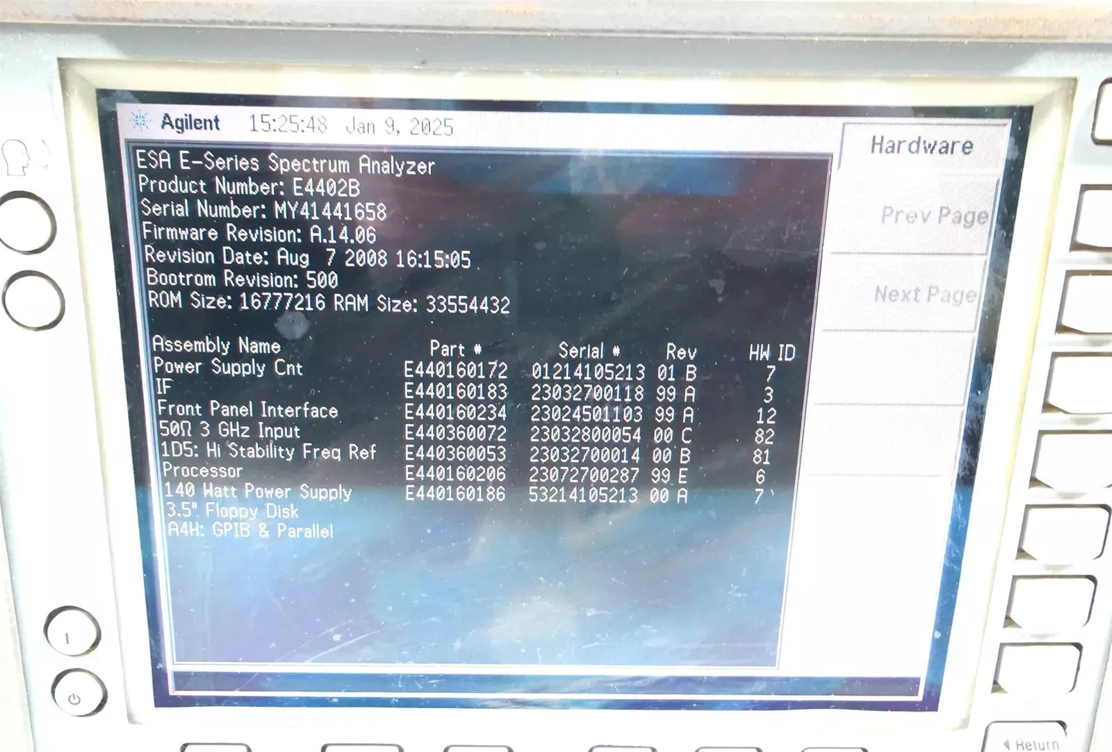 Agilent E4402B 100Hz to 3.0GHz ESA-E Series Spectrum Analyzer