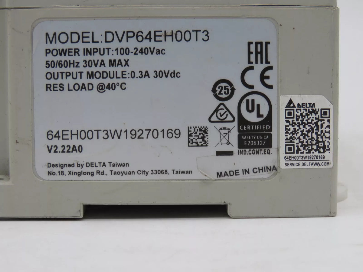 Delta DVP-64EH00T3 PLC Module 100-240VAC 30VDC