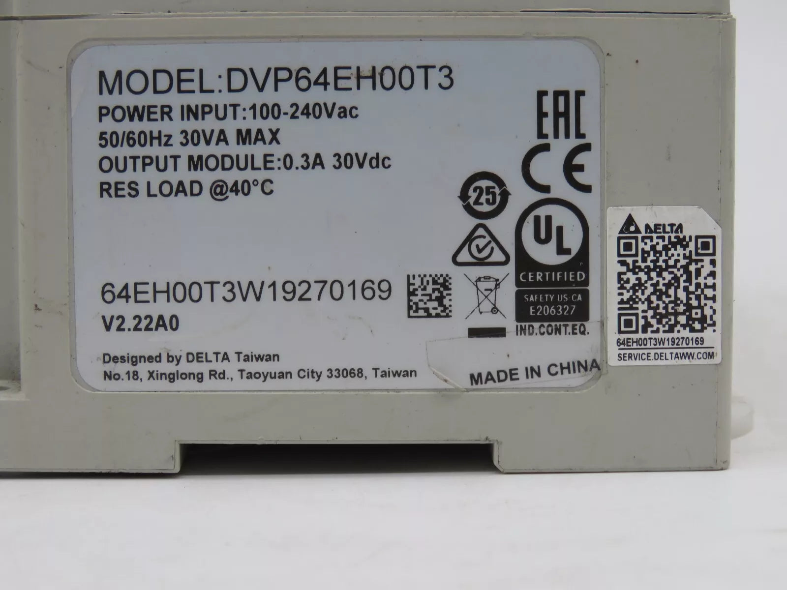 Delta DVP-64EH00T3 PLC Module 100-240VAC 30VDC