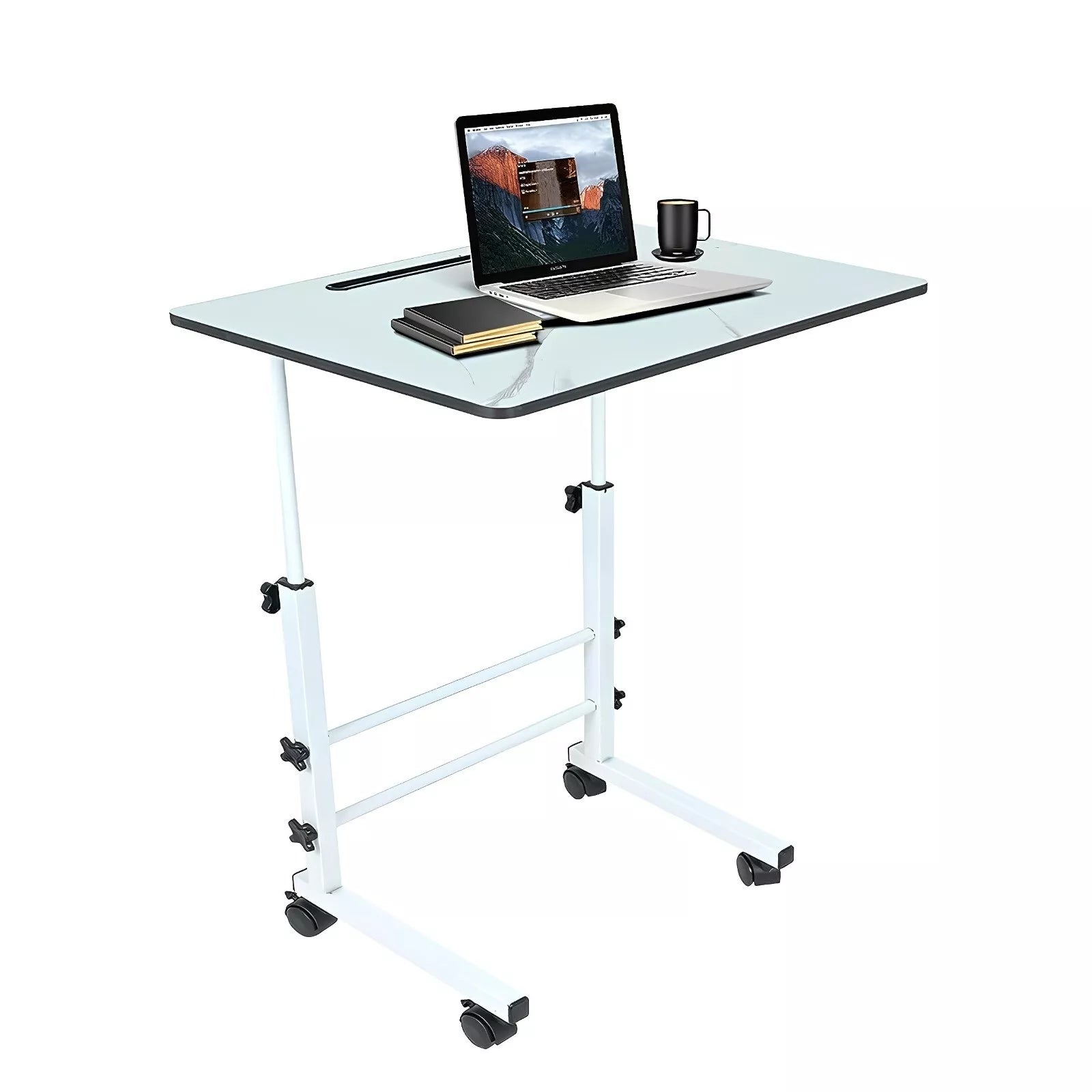 Height Adjustable Wood Flexi Desk on Wheels for Study & Office Use