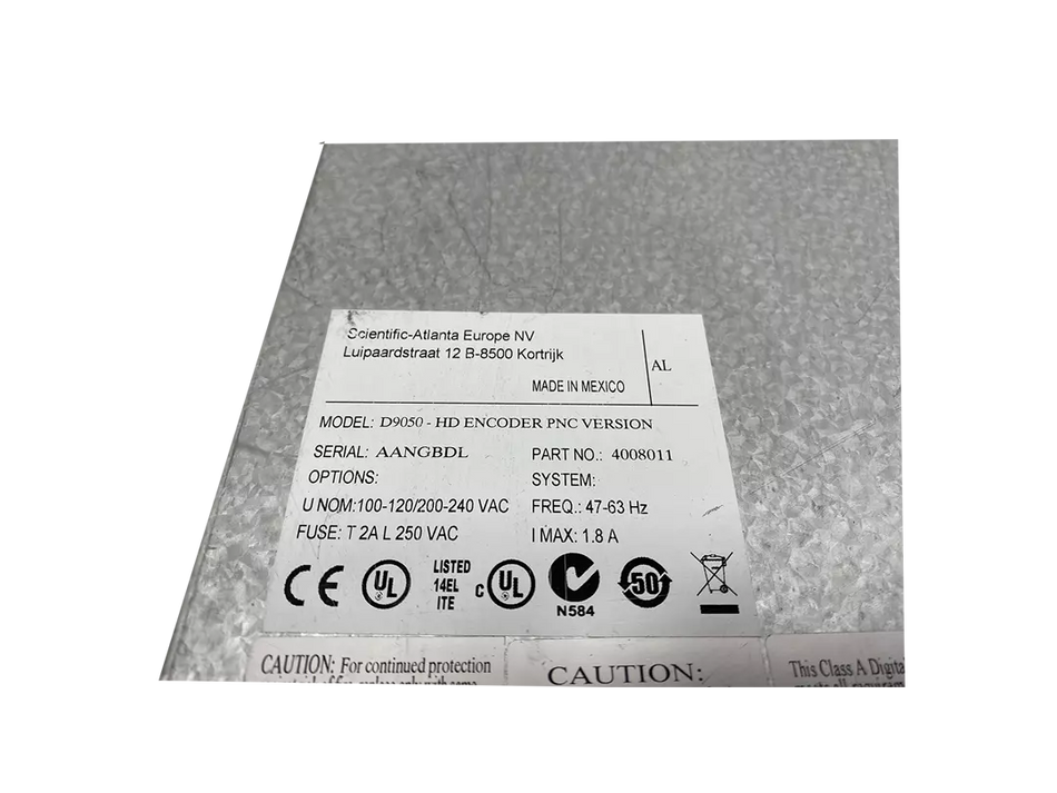 Cisco D9050 HD Video Encoder MPEG-2 PNC Version 4008011