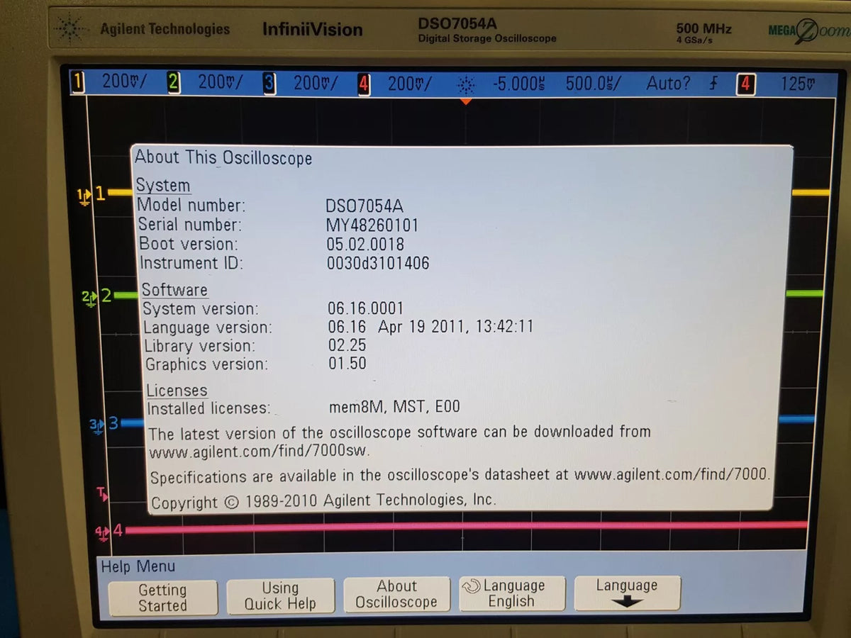 Agilent DSO7054A 500MHz 4GSa/s 4CH Oscilloscope
