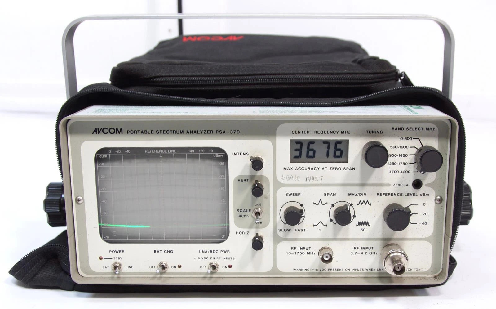 Avcom PSA-37D L-Band Portable Spectrum Analyzer 1 MHz to 4.2 GHz