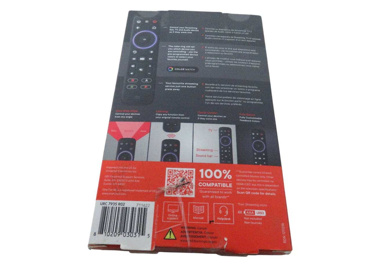 One For All URC 7935 Streamer Universal Remote - Free Shipping