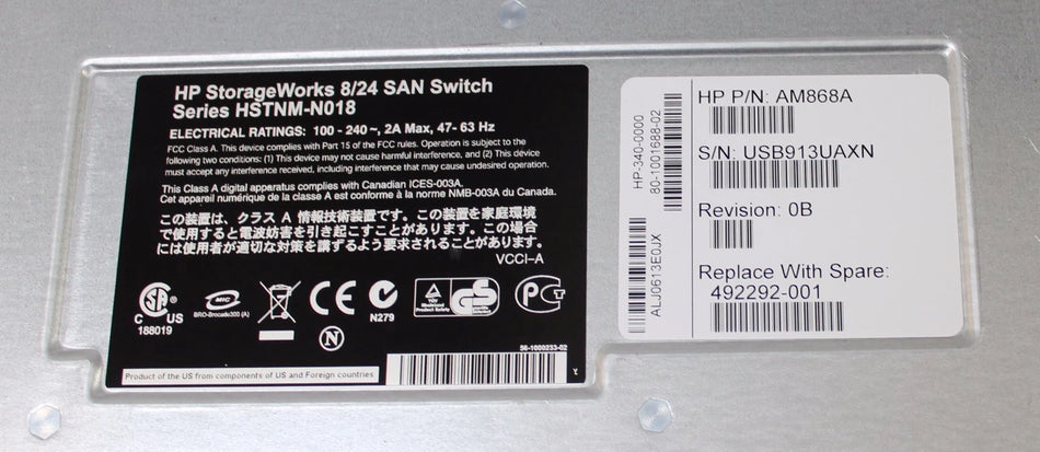 HP StorageWorks AM868A 16 Active Ports 8G SAN Switch w/ 24x AJ716A 8G SW SFPs
