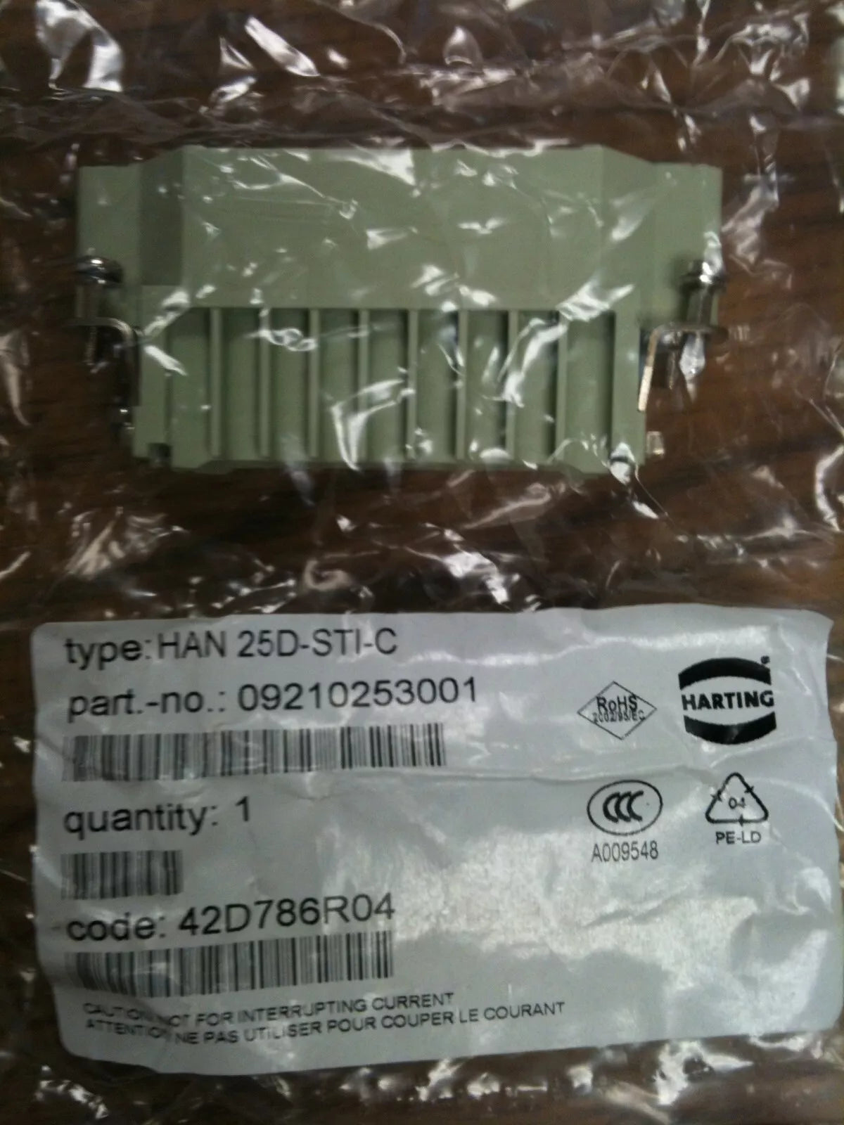 Kuka Robotics Female Connector Kit 00-119-428, HAN 16A-GS-M25 & HAN 25D-STI-C