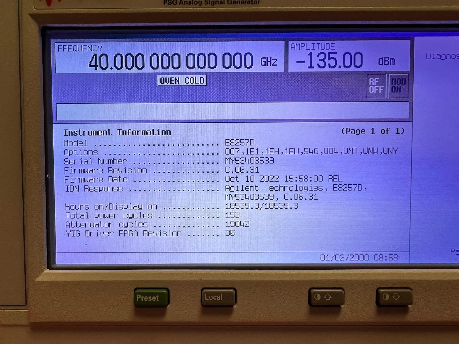 Agilent E8257D PSG Analog Signal Generator MY53403539