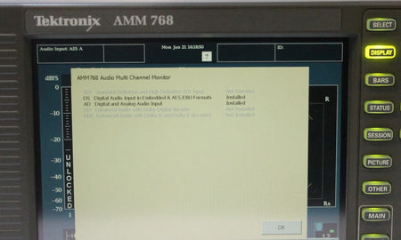 Tektronix AMM 768 Audio Multichannel Monitor w/ Options DS & AD