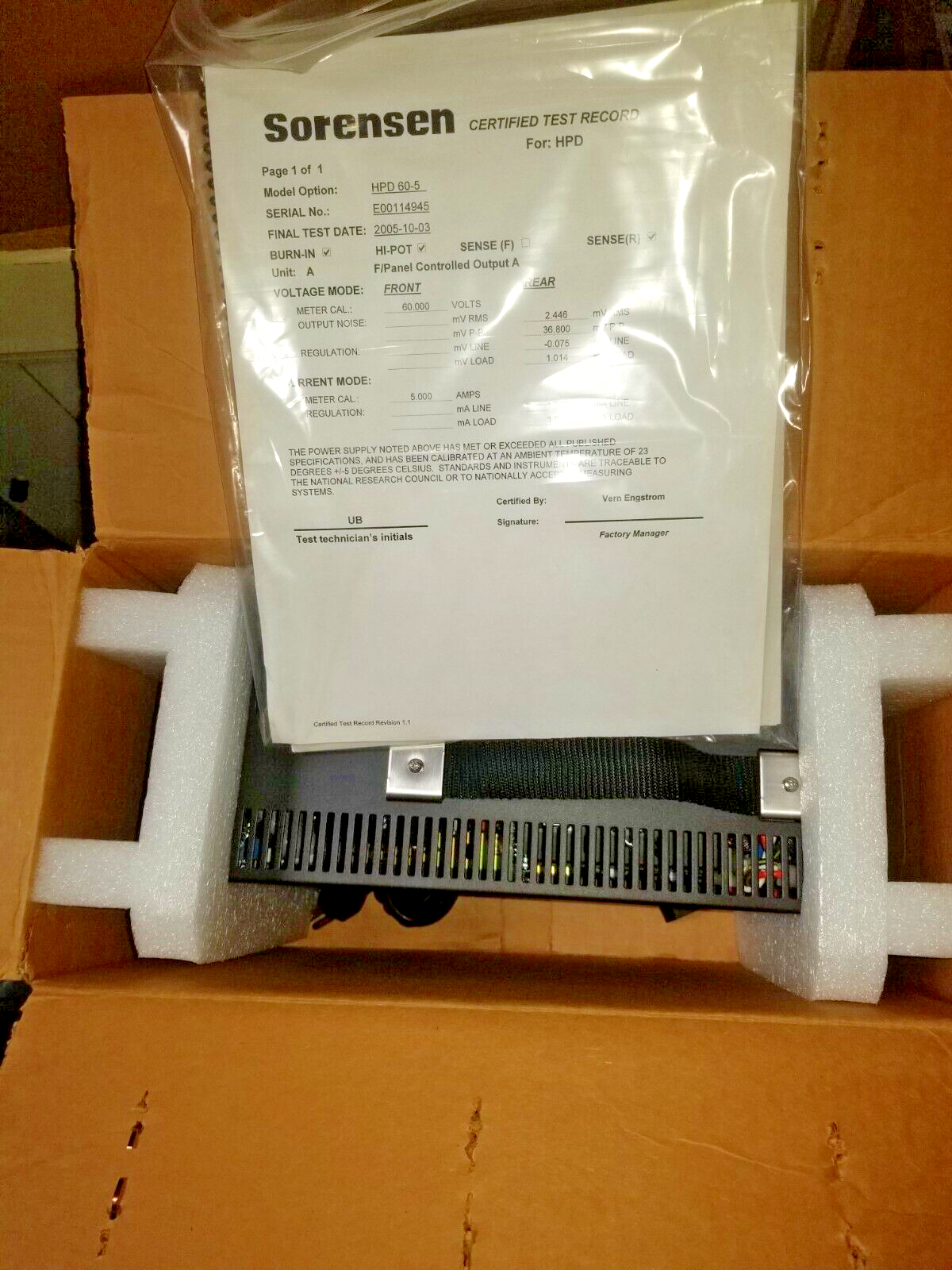 Adjustable Lab Power Supply 0-60V 0-5A Sorensen