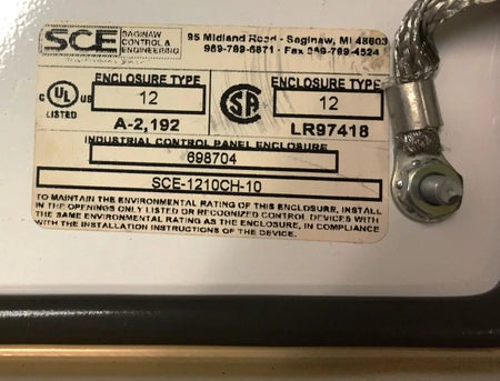SCE SCE-1210CH-10 Industrial Control Panel with Omron DRT2-MD16TA Remote Terminal
