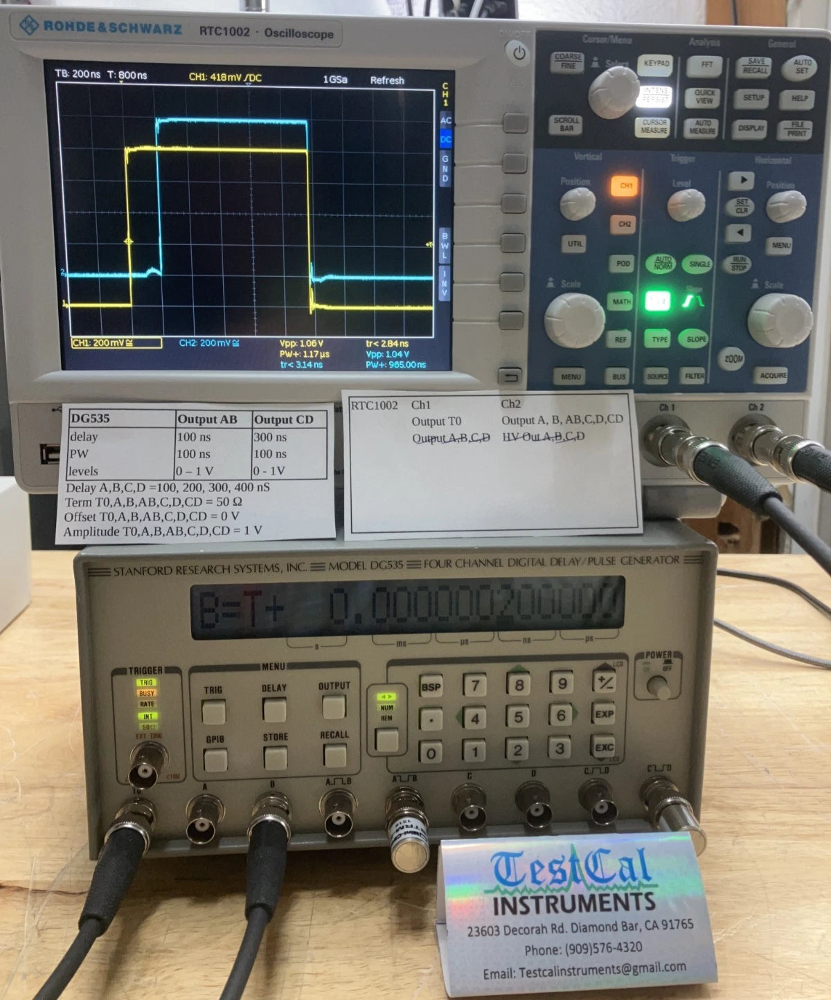 Stanford Research DG535 Delay / Pulse Generator OPT 01, 02, 03. Cal'd with data.