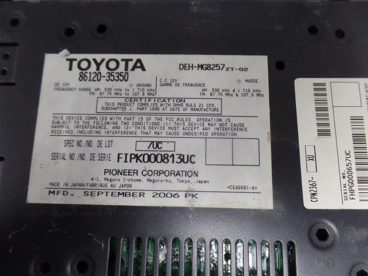 06-09 Toyota 4 Runner OEM AM FM Radio 6 Disc CD 86120-35350 - Free shipping
