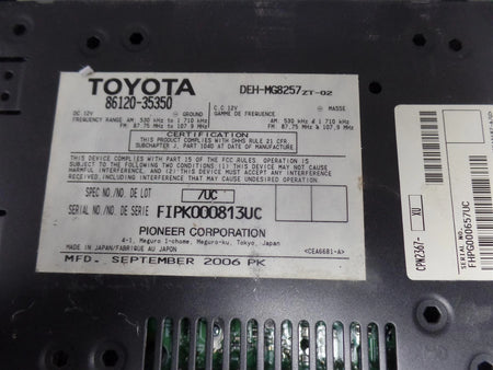 06-09 Toyota 4 Runner OEM AM FM Radio 6 Disc CD 86120-35350 - Free shipping