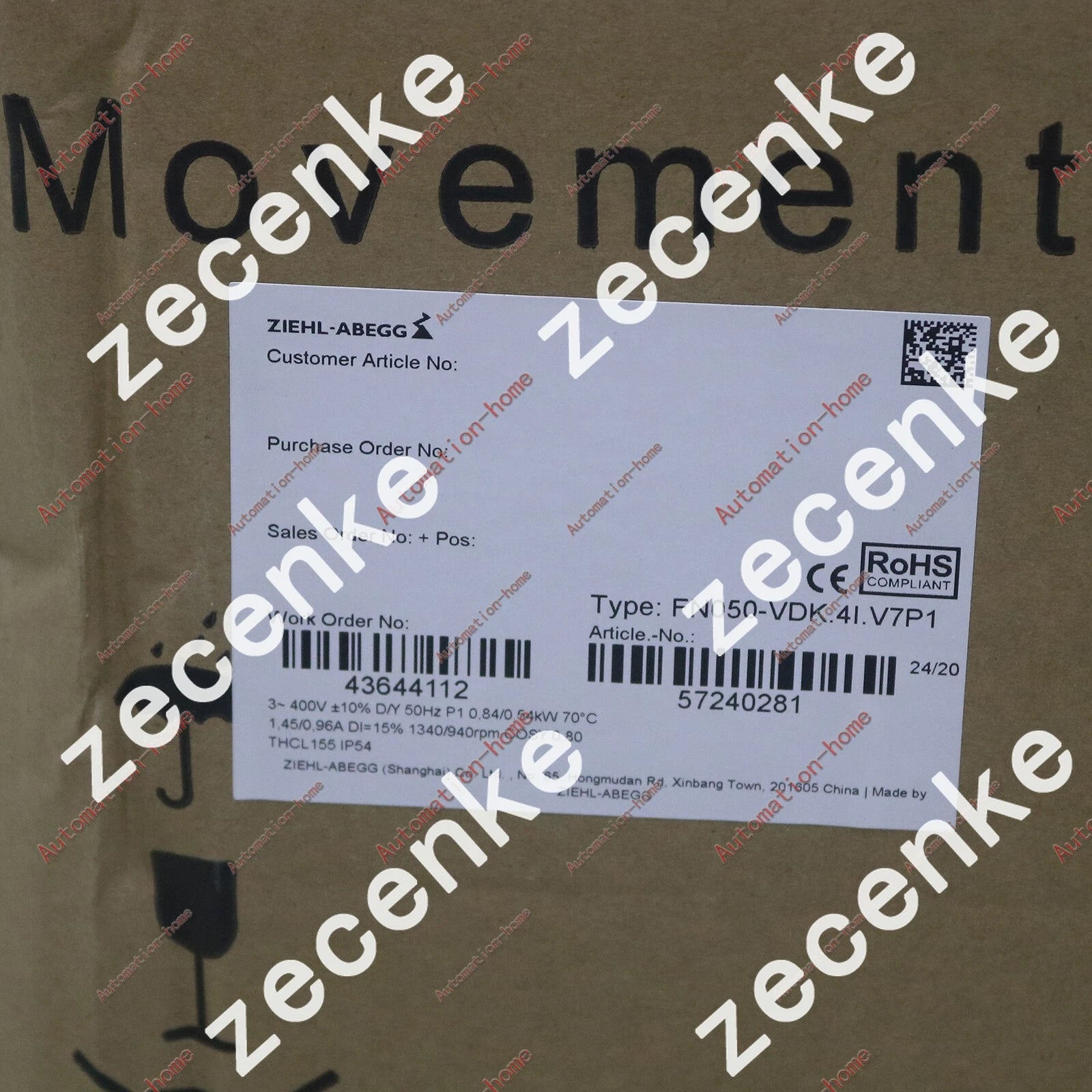 ZIEHL-ABEGG Axial Flow Fan FN050-VDK.4I.V7P1